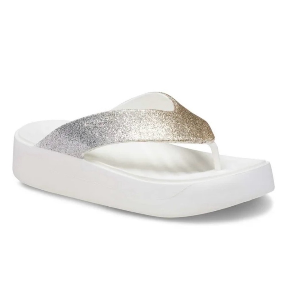 CROCS Getaway White and Silver Sparkle Sandals NEW!!!